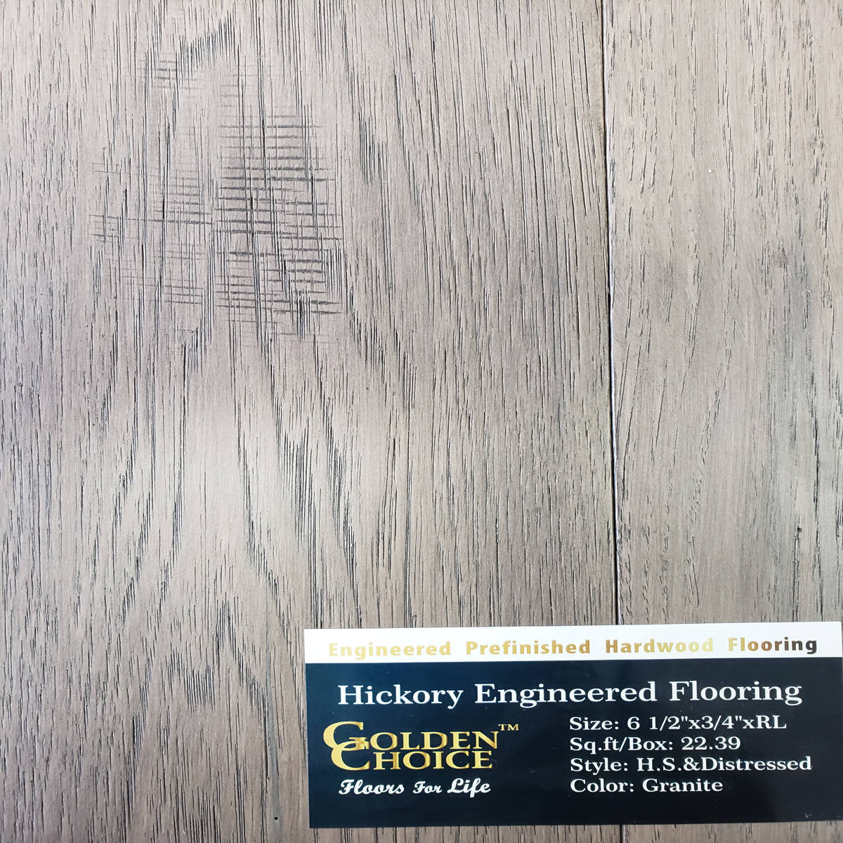 engineered Granite Engineered Hickory 6.5'' Handscraped & Distressed
