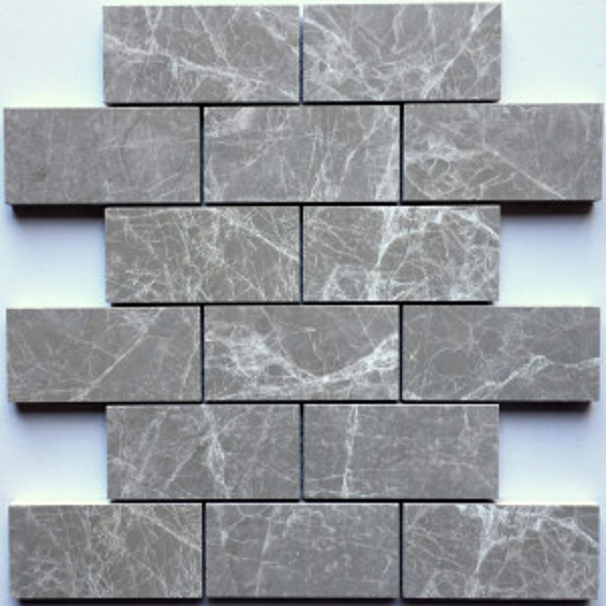 wall mosaics tiles Olympos Dark Grey Tru-Stone Mosaic Porcelain 2x4